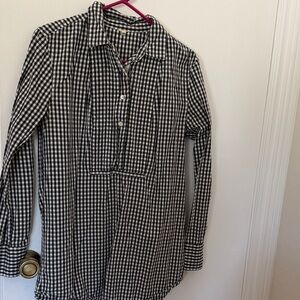 J. Crew Black and White Gingham Tunic Shirt